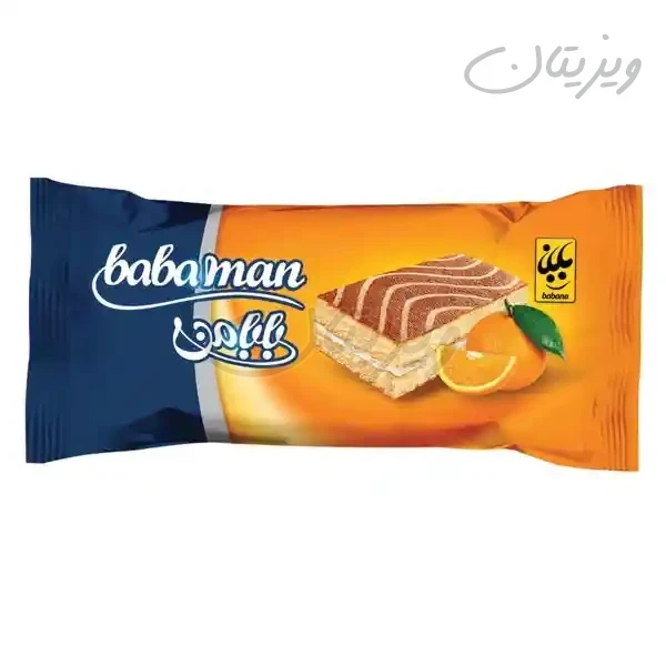 کیک دو لایه اسفنجی پرتقالی 30گرمی بابامن